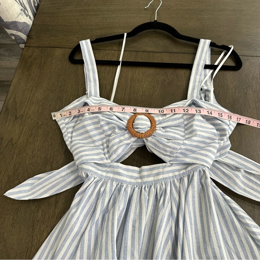 Aakaa Blue and White Striped Tie-BackDress - Picture 7 of 15